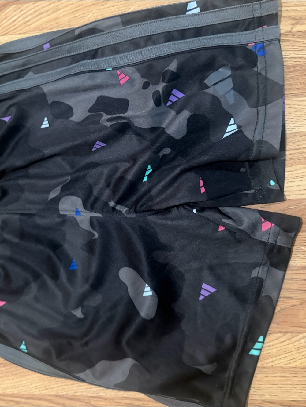 Boys Black Camouflage Swim Shorts with Multicolor Accents